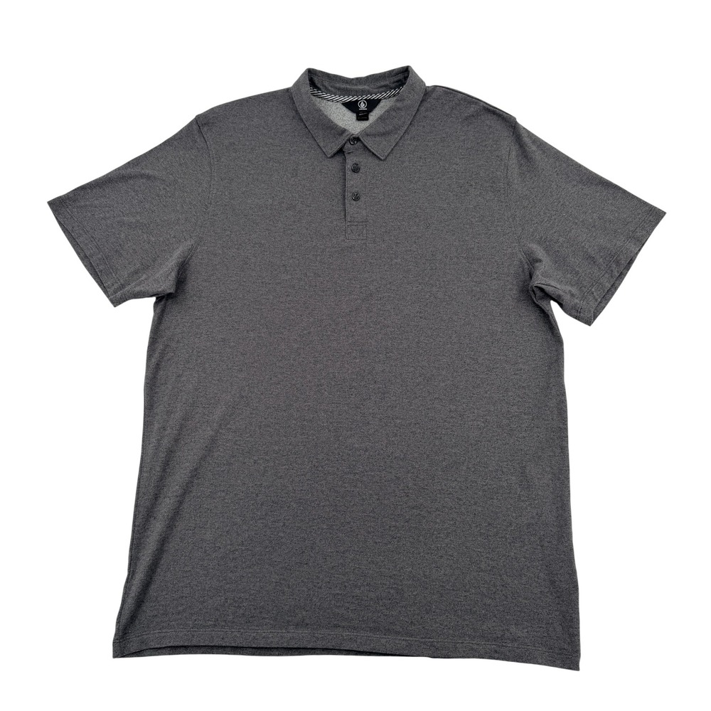 Volcom Mens Charcoal Gray Heather Short Sleeve Polo Shirt XXL Golf Preppy Casual